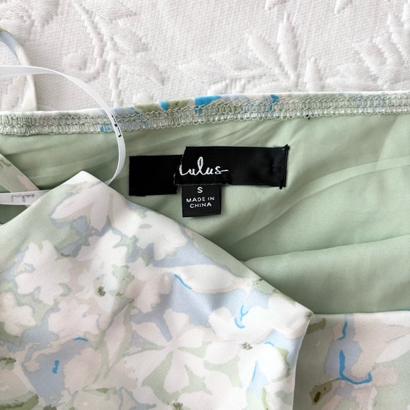 Lulu's Pale Green & Light Blue Floral Slip Midi Dress - Picture 4 of 8